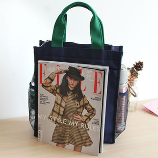 可爱帆布艺手提袋A4书袋中小学生复习补拎书袋课包办公资料文件袋