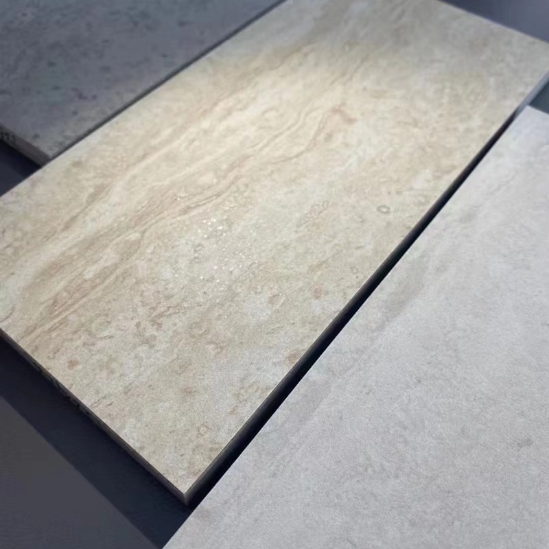 600X1200彷古洞石瓷砖 防滑哑光墙地砖 米黄色彷石W纹简约装修地