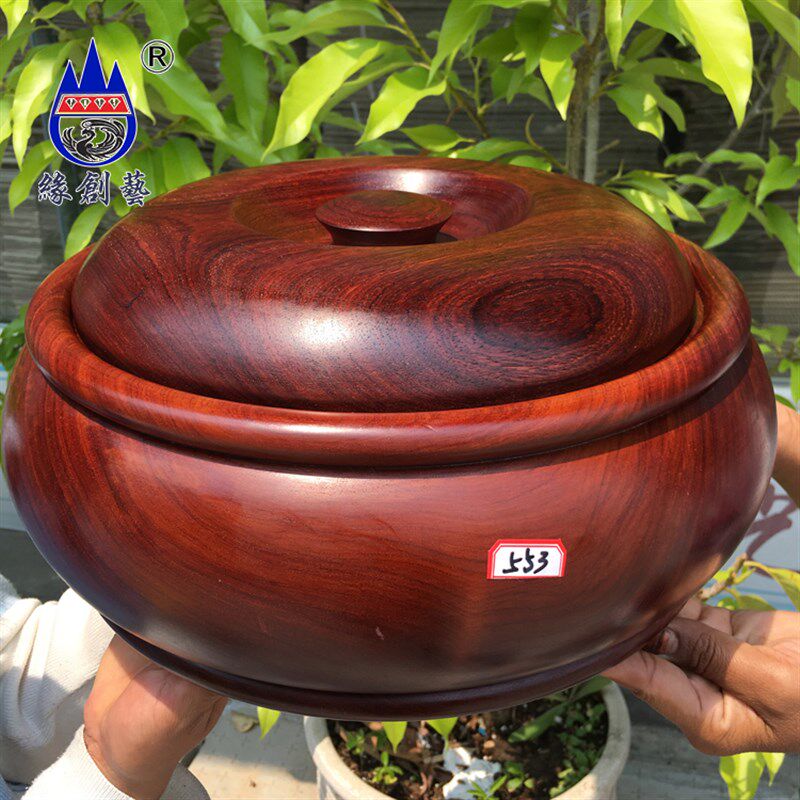 红木果盆缅甸花梨收纳盒大果x紫檀储物罐整木料八宝盒挖空料聚宝