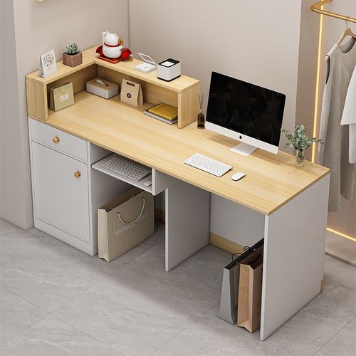 柜台收银台简约现代店铺小型服装店吧台桌商用餐饮店前台桌接待台