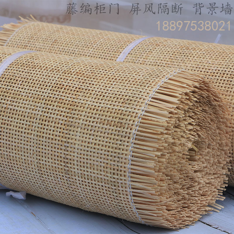 十字方格天然藤编材料柜门八角六角屏风背景M墙装潢压边条改造编