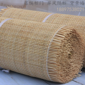 十字方格天然藤编材料柜门八角六角屏风背景M墙装潢压边条改造编
