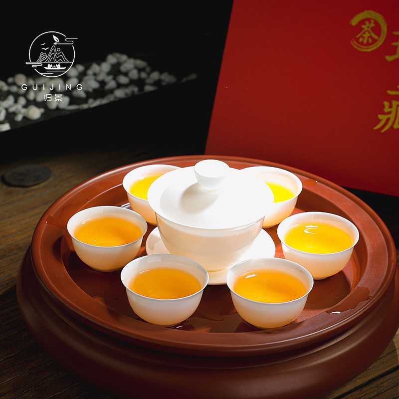 潮州薄胎骨瓷茶具礼盒套组家用高档功夫茶茶杯中式随手礼送礼豪华,餐饮具,功夫茶具,淘宝优惠券,粉丝福利购,淘宝优惠卷