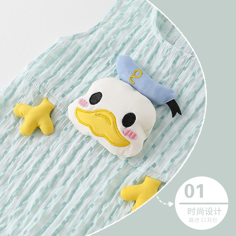 婴儿夏季薄款无袖连体衣男女宝宝可爱超萌爬爬服满月百天生日外穿