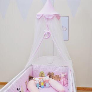 婴儿床蚊帐防蚊夹式初生儿童宝宝蚊帐开门罩带支架圆顶可折叠新款