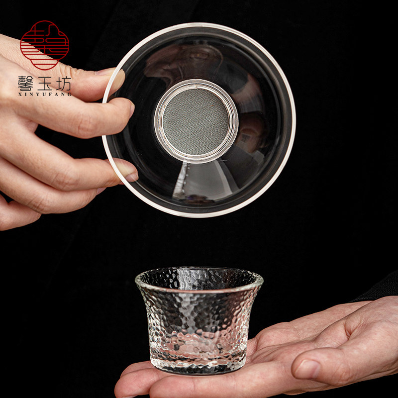 馨玉坊耐热玻璃茶漏泡茶茶u滤 不锈钢过滤网 功夫茶具漏斗茶隔配