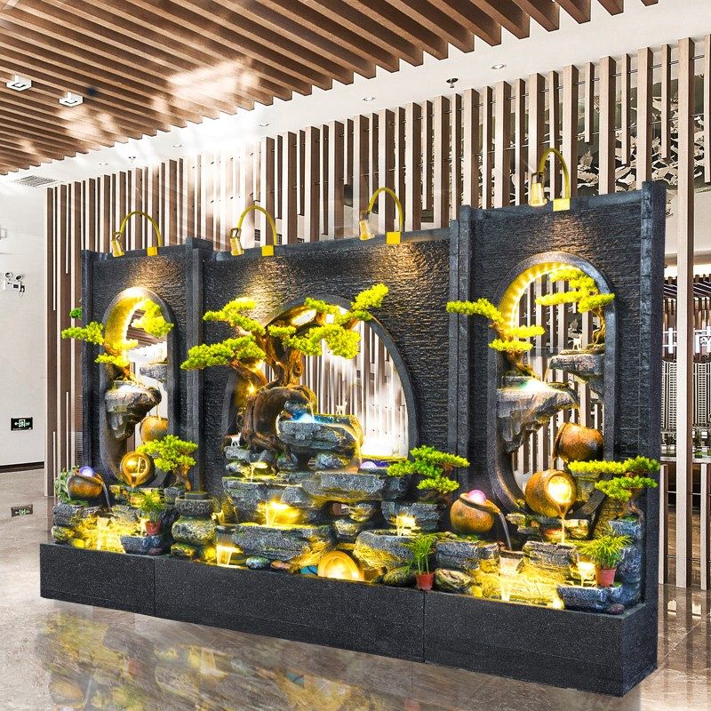 落地假山流水喷泉室内外水幕墙装饰摆件酒店庭院大堂屏风鱼池水景,家居饰品,流水摆件,淘宝优惠券,粉丝福利购,淘宝优惠卷