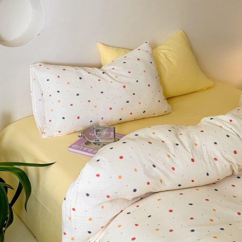 清新简约风全棉褶皱双层纱单件被套枕套四件套棉纱床上用品可混搭,床上用品,被套,淘宝优惠券,粉丝福利购,淘宝优惠卷