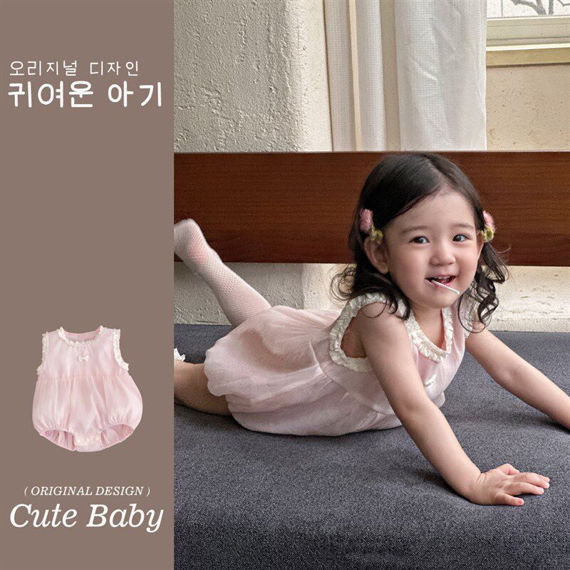 婴儿连体衣夏季2025新款女宝宝公主哈衣爬服婴幼儿百天周岁包屁衣