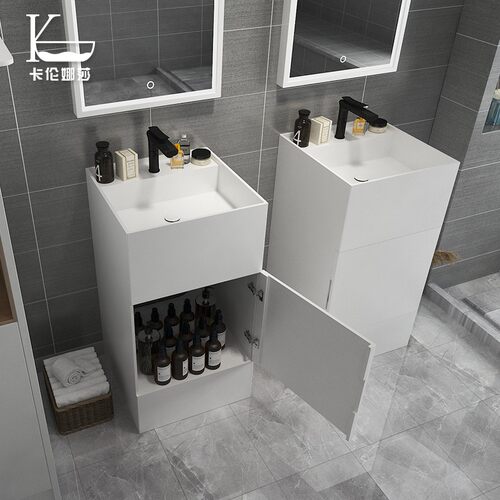 立柱盆一体落地式人造石洗手盆阳台定制小户型卫生间家用洗脸盆