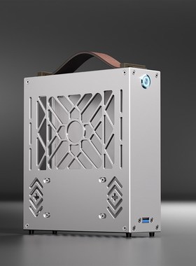 灰色M1铝合金mini迷你电脑机箱台式机小主电源套装diy办公外壳itx