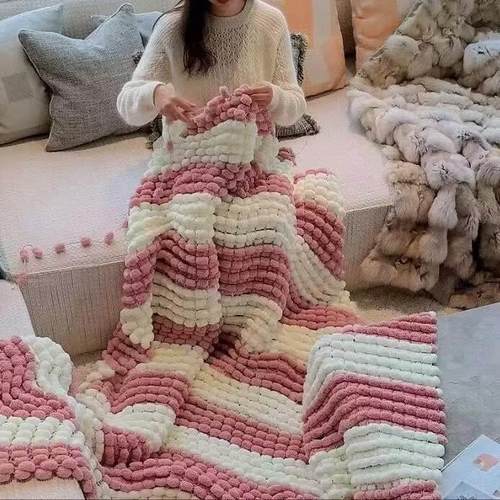 大球球线手工盖毯编织diy坐垫毯子材料包地毯毛球粗毛线团钩垫子