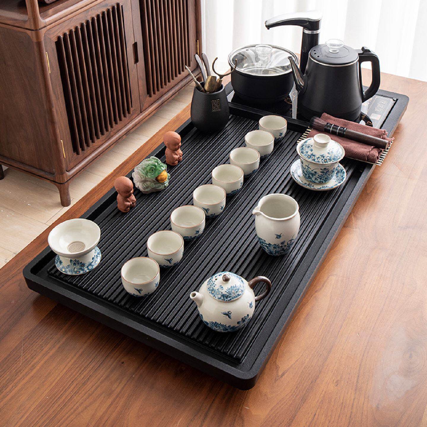 乌金石茶盘整套陶瓷功夫茶具一套装家用大号茶台自动电茶炉烧水壶