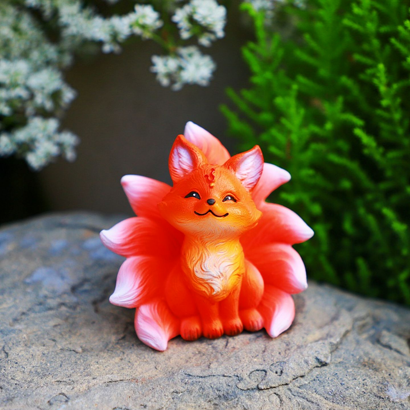 可爱九尾狐车载饰品摆件创意家居客厅桌面装饰小狐狸花盆花园摆件