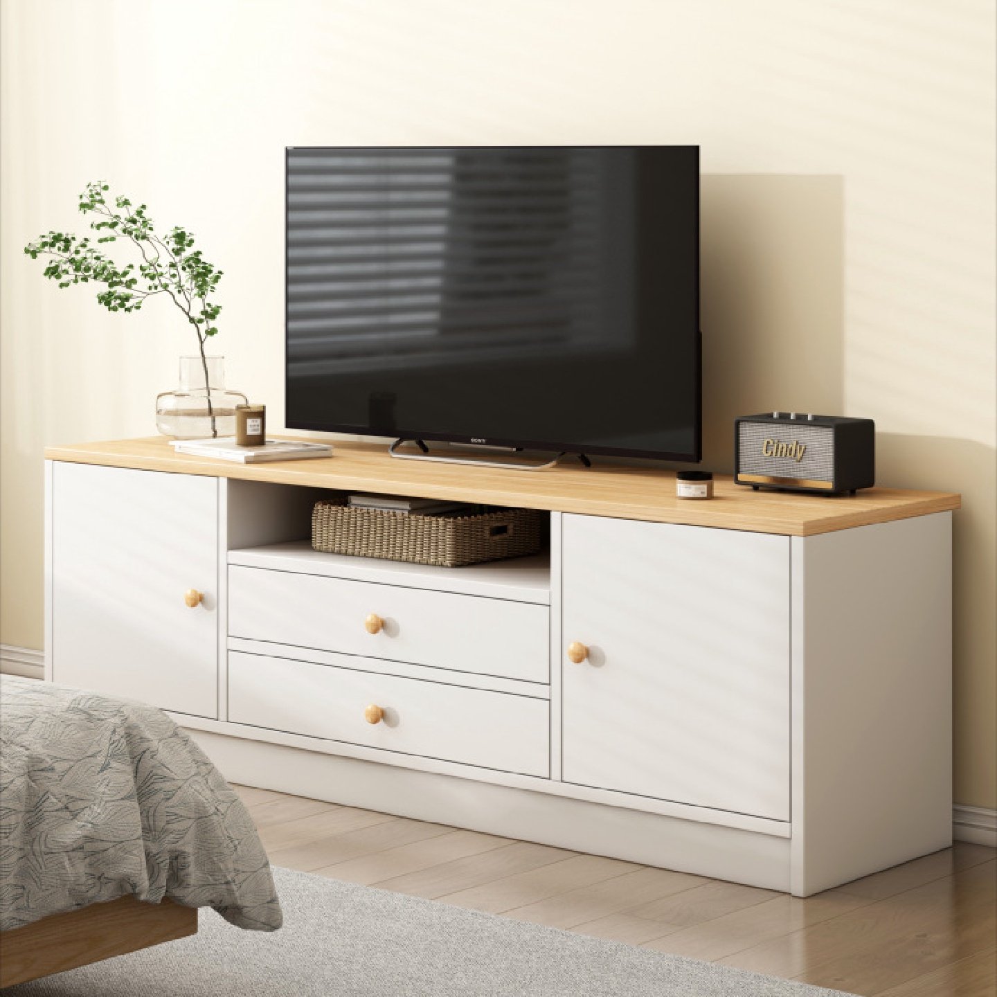 电视柜高款边柜客厅家用收纳储物柜子小户型落地现代简易电视机柜