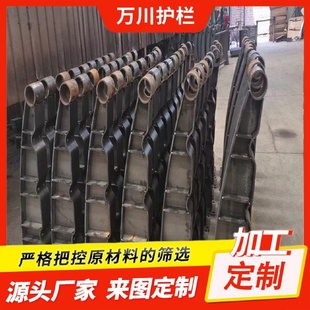 钢板防撞护栏立柱道路防护喷塑护栏支架景观河道桥梁防撞立柱