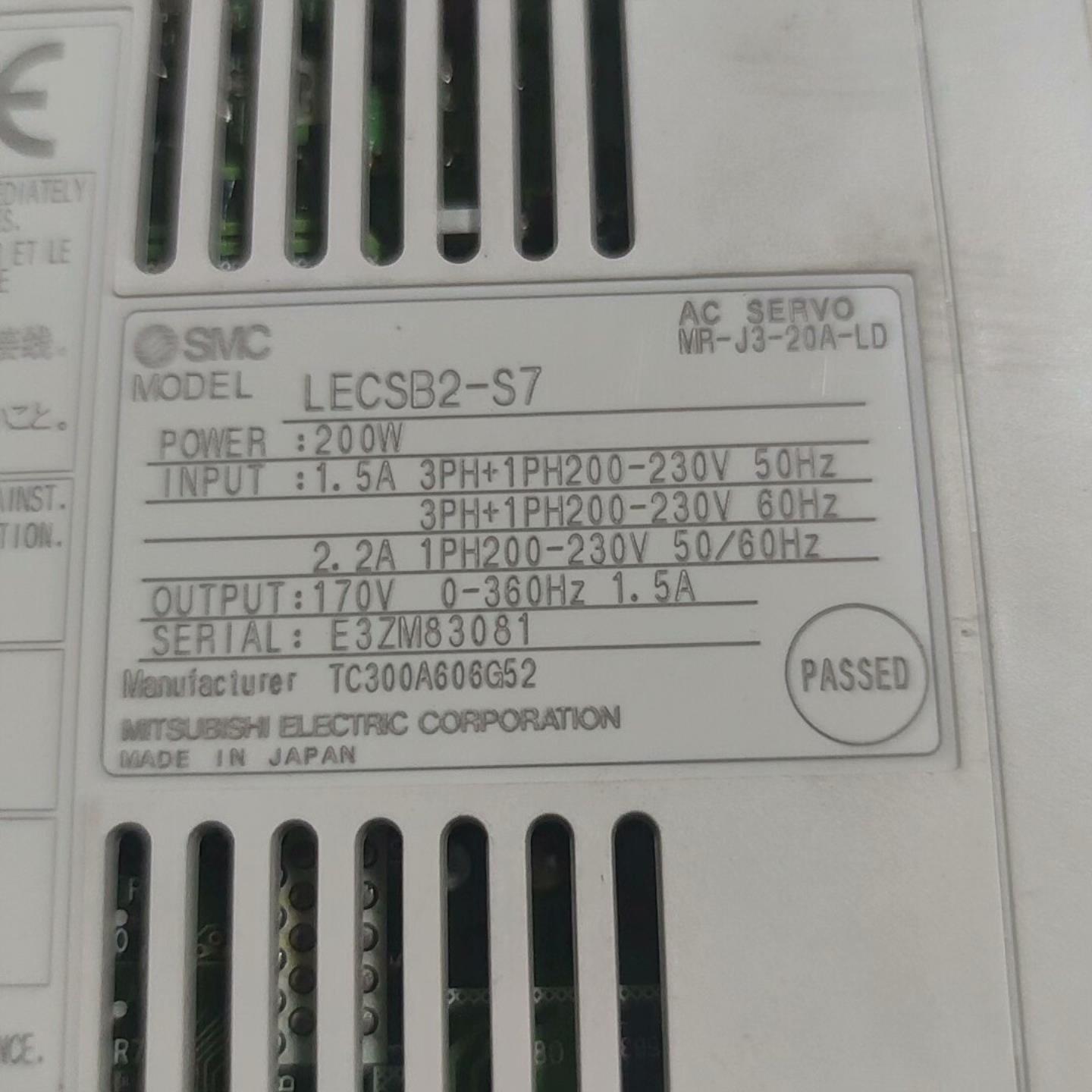 【请询价】SMC伺服驱动器LECSB2-S7原装拆机实物图拍摄功