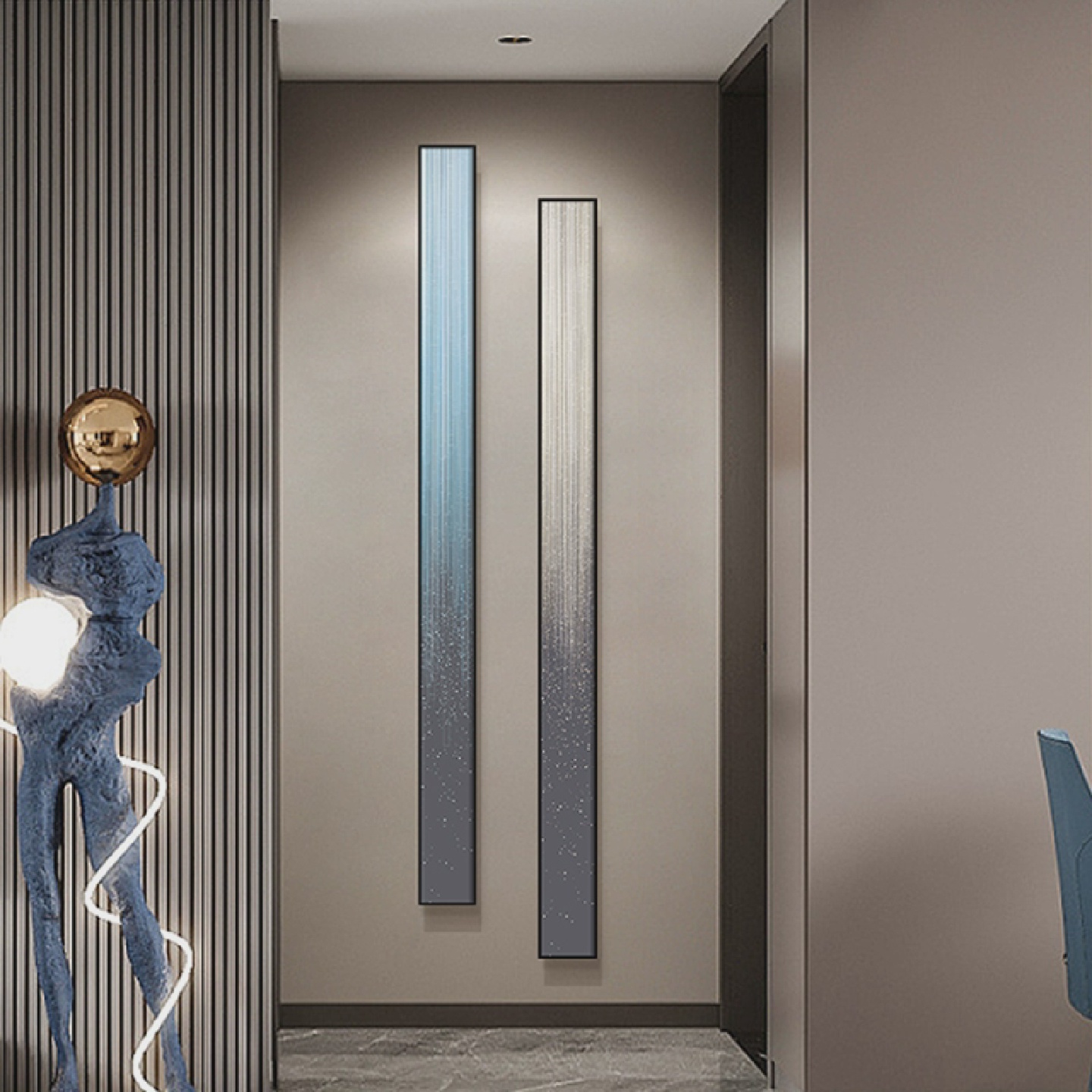 细极窄长条轻奢高档壁画竖版客厅正对门玄关画装饰画过道走廊挂画