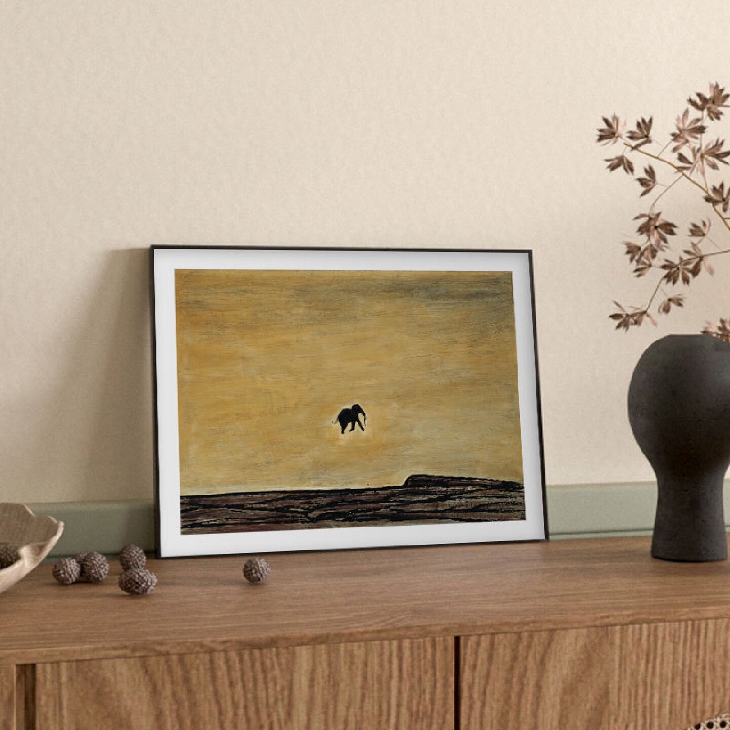 孤独的象中古风油画常玉装饰画玄关柜摆画客厅沙发背景墙床头挂画