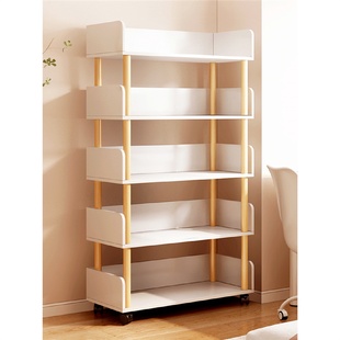 可移动书架落地置物架带轮多层储物柜简约收纳柜一体靠墙家用书柜