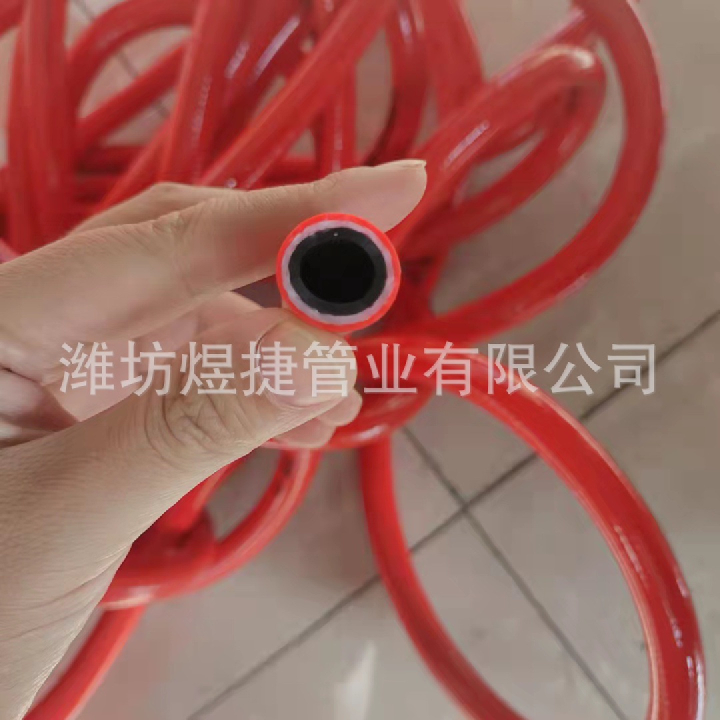 PVC耐压三胶两线纤维增强软管内径8mm红色耐酸碱腐蚀气动软管