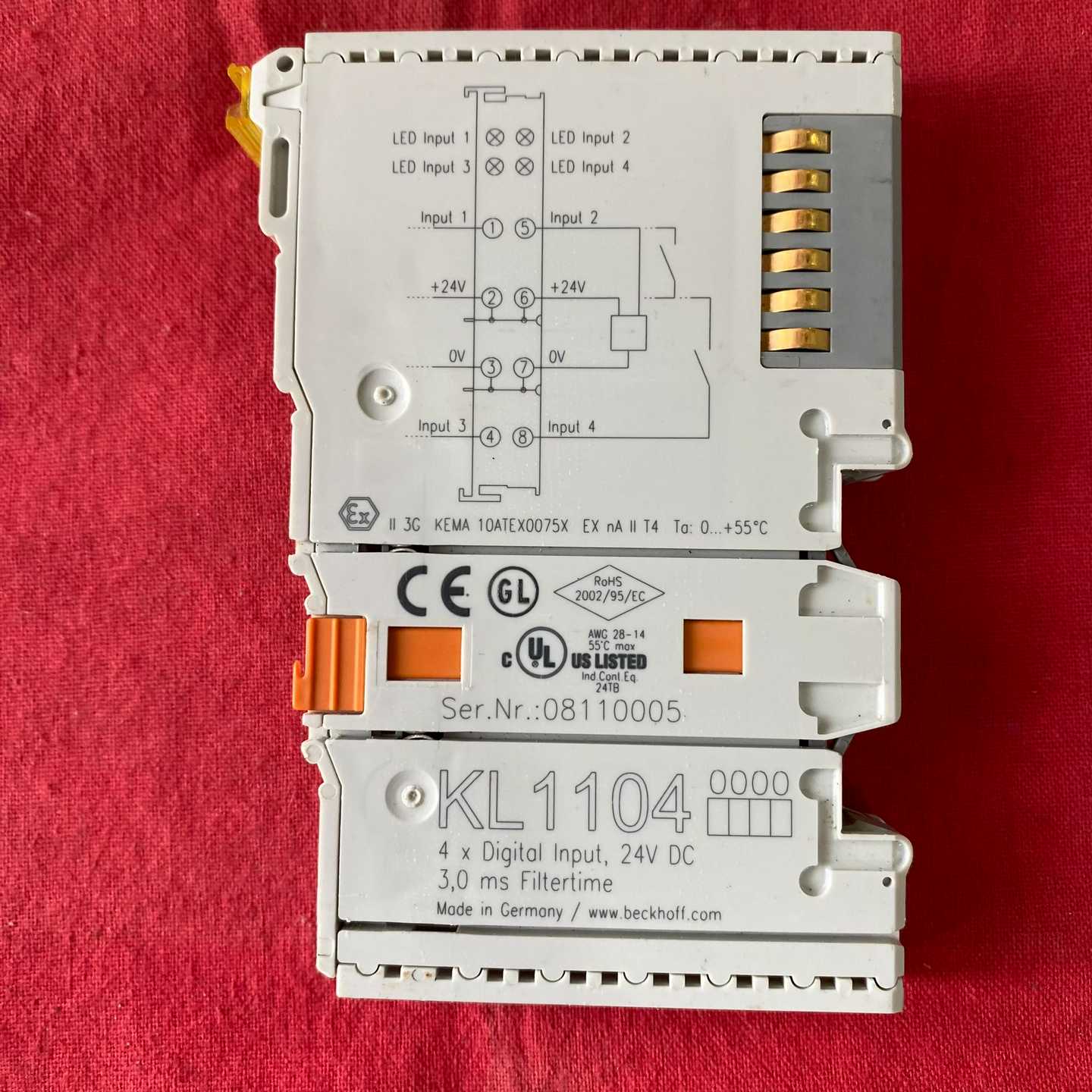 倍福KL1104模块，4个数字输入，支持24VDC，滤波时--议价商品