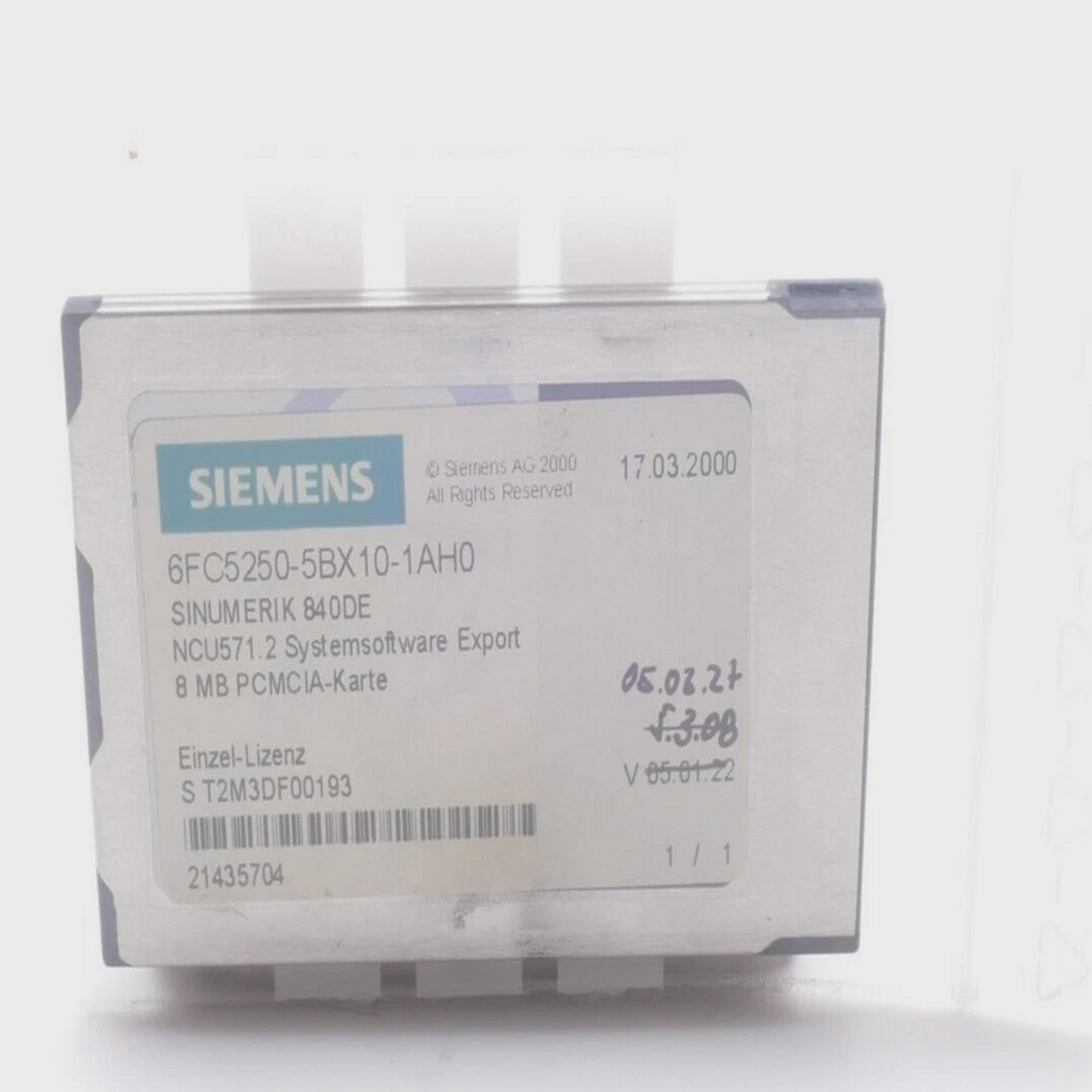 SIEMENSSINUMERIK840DE6FC5250-5BX10-1AH0PCMCIA-Karte6FC5
