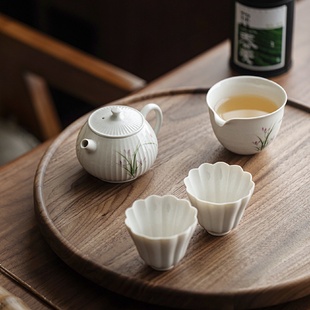 复古陶瓷茶壶泡茶单壶一人专用家用小茶壶 草木灰纯手绘兰花中式