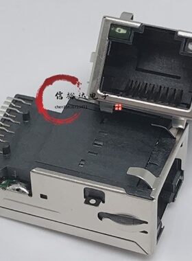 FOXCONN贴片沉板式RJ45插座千兆带灯带滤波JFM3812A-S117-7F