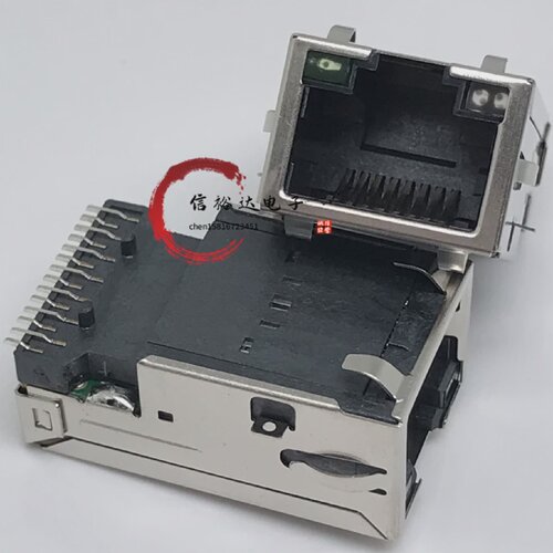 FOXCONN贴片沉板式RJ45插座千兆带灯带滤波JFM3812A-S117-7F