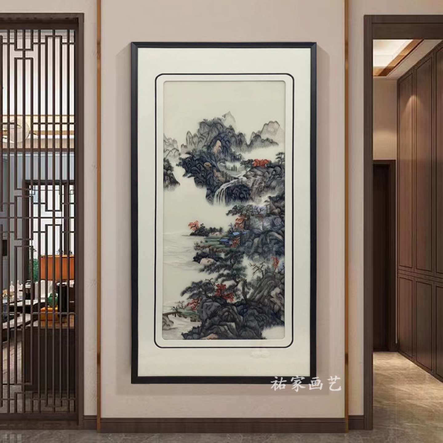 苏绣成品挂画透纱立体刺绣新中式客厅玄关苏绣装饰画图片