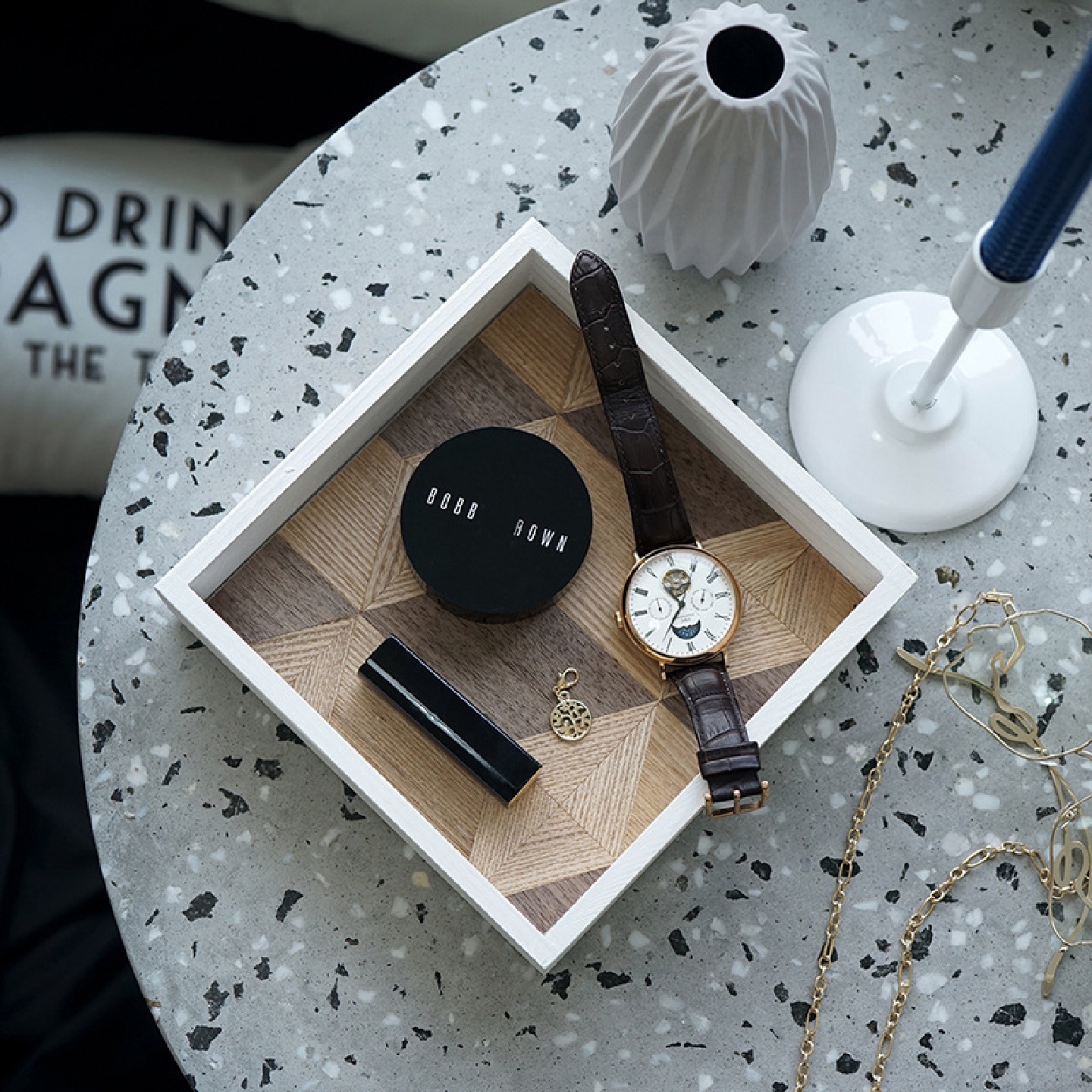 INS风拼木茶盘下午茶托盘北欧风收纳盘样板房镜前盘桌面杂物盘