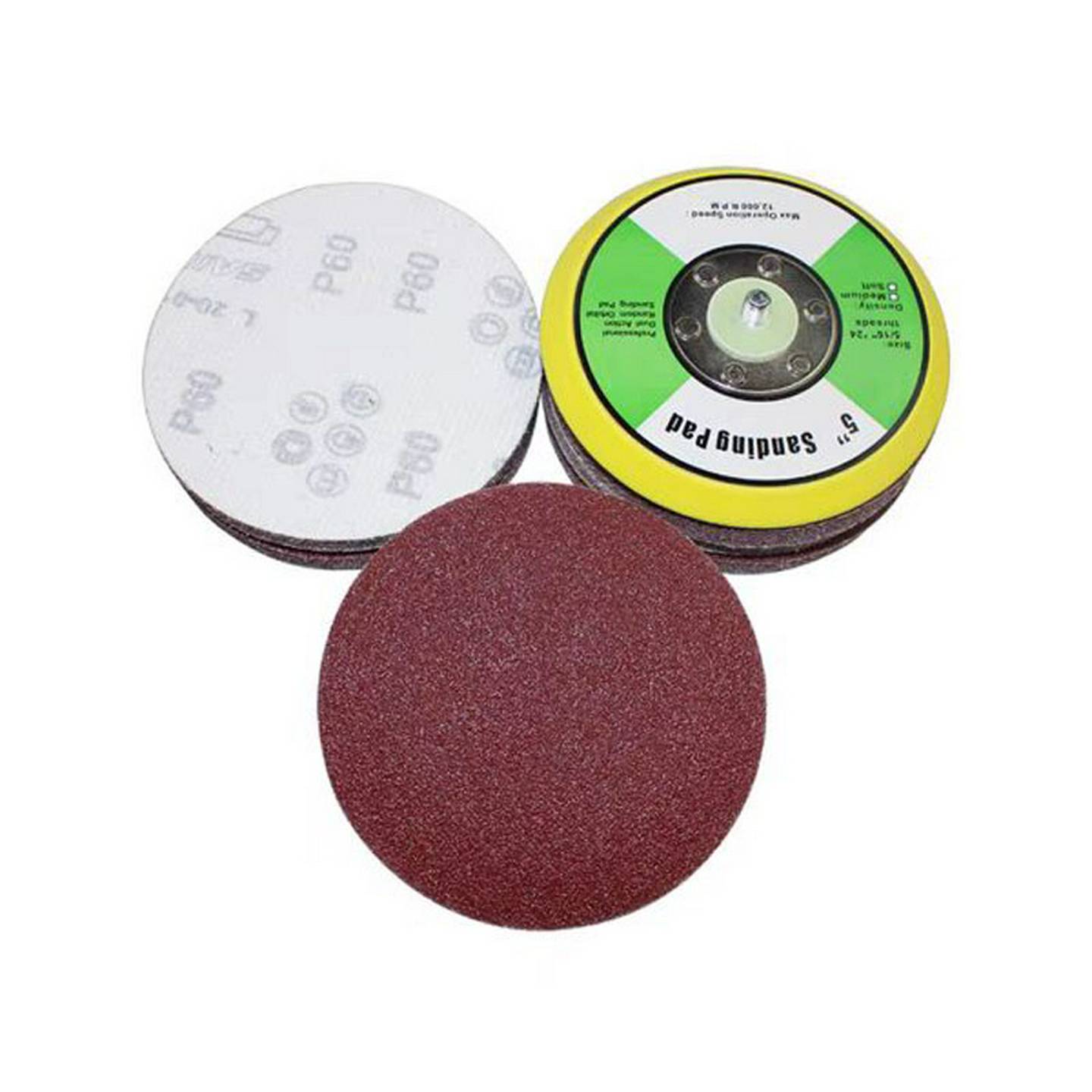 SAIL红砂5寸7寸9寸植绒圆盘砂纸片背绒砂皮纸拉绒打磨片自粘植绒