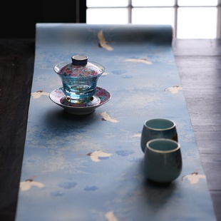 茶席禅意茶桌布轻奢家用客厅桌旗茶桌垫国潮国风复古布艺批 新中式