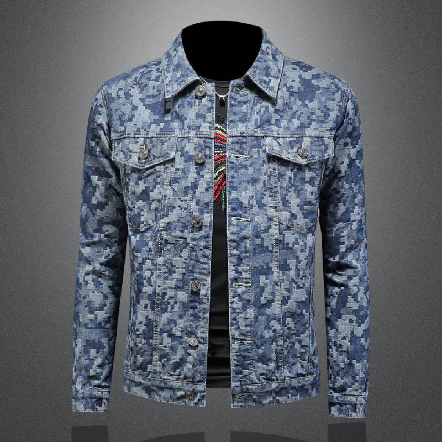 2026欧洲站提花休闲牛仔外套男士春秋季新款韩版修身潮牌夹克上衣