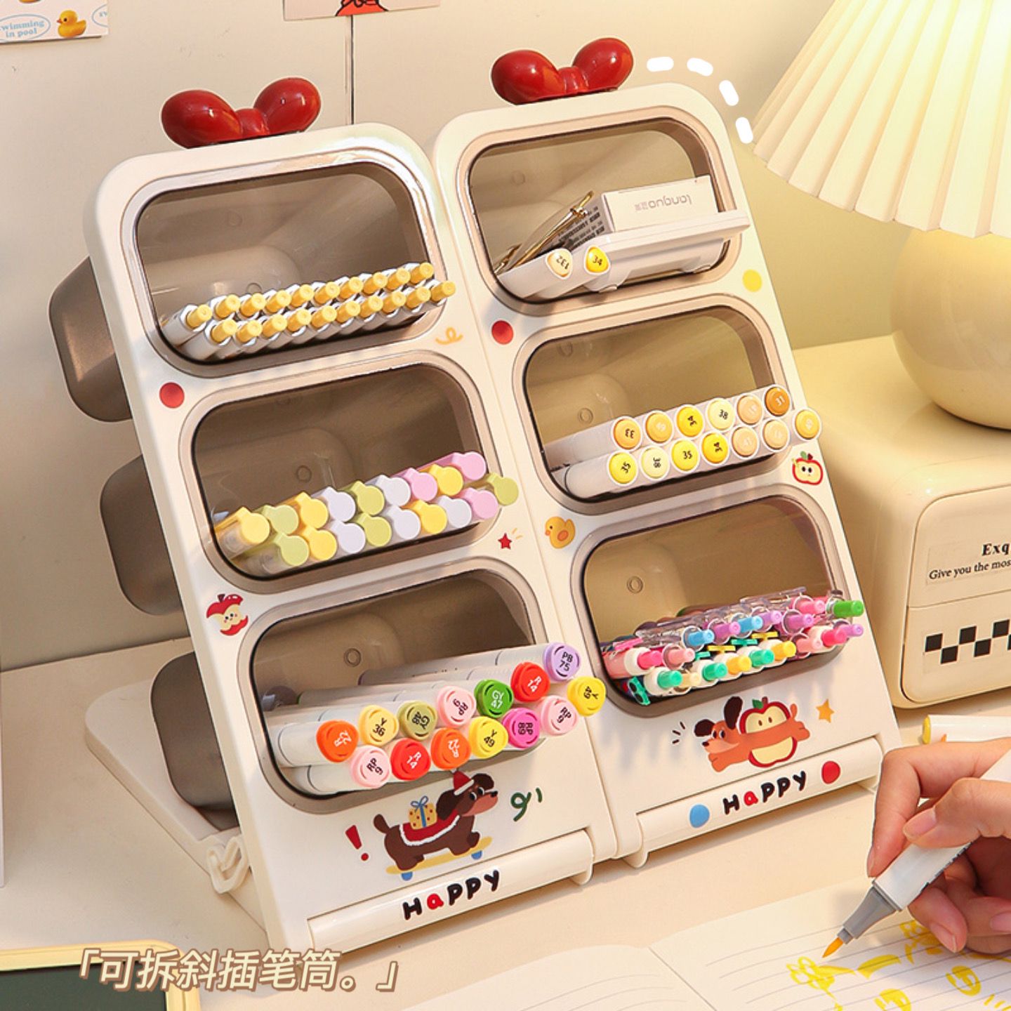 斜插式笔筒超大容量多功能学生桌面收纳盒办公室儿童女孩男孩笔架