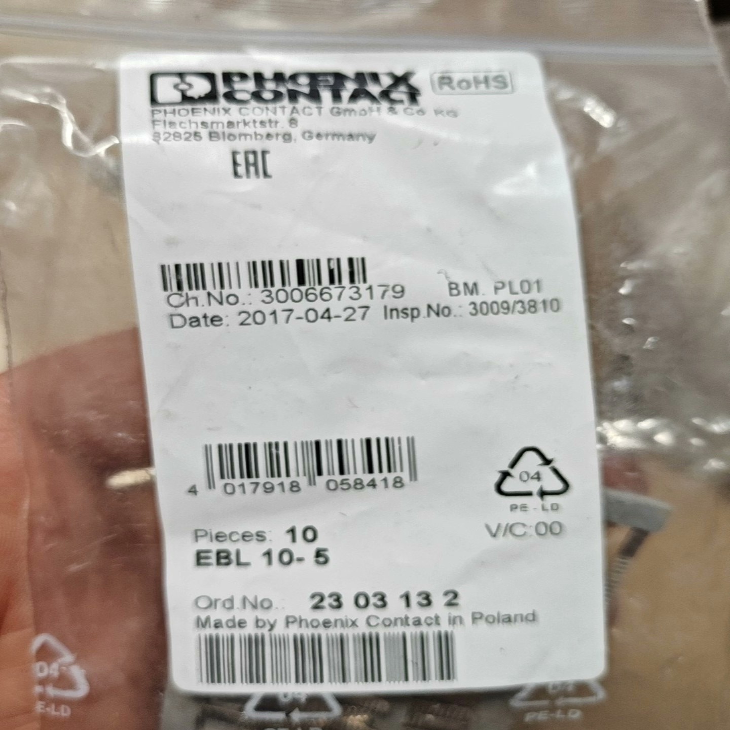 【请询价】现货可发2303132 插拔式桥接件 - EBL 10- 5