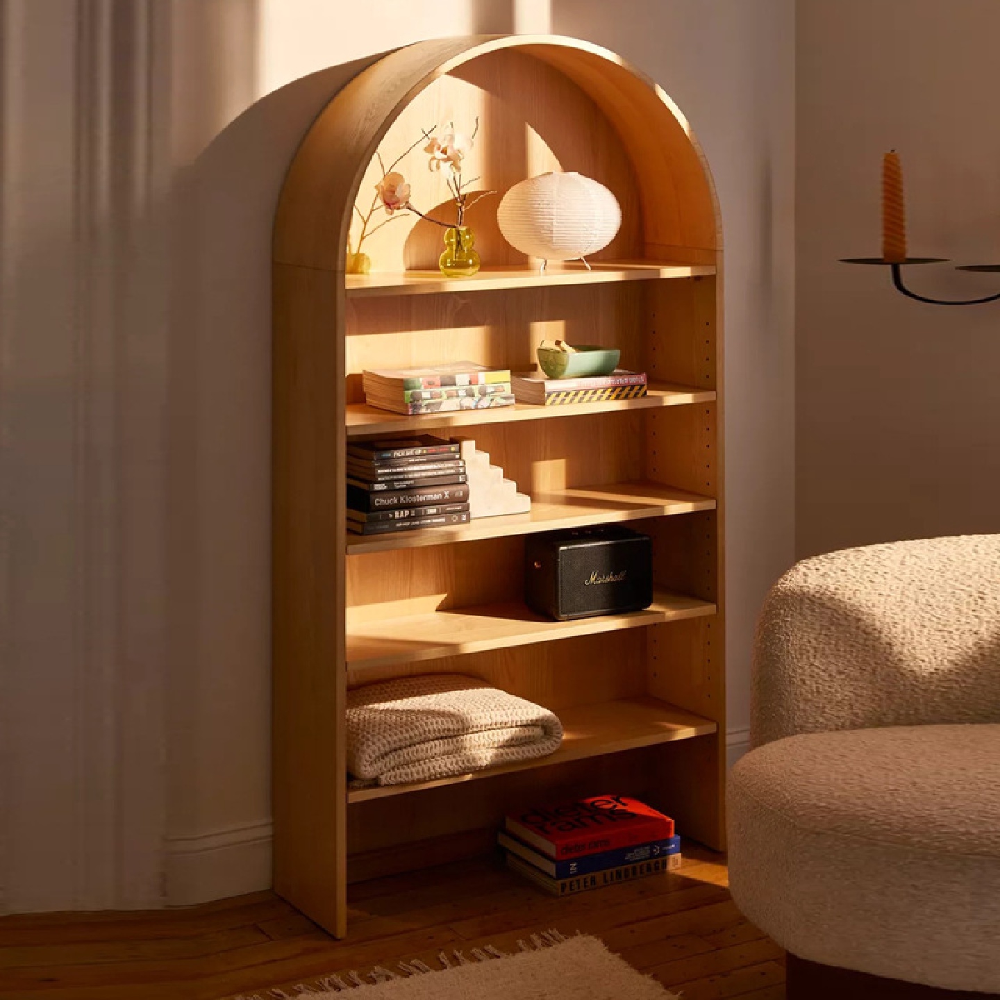 美式拱形书架法式复古实木边柜北欧实木收纳柜简约现代储物柜