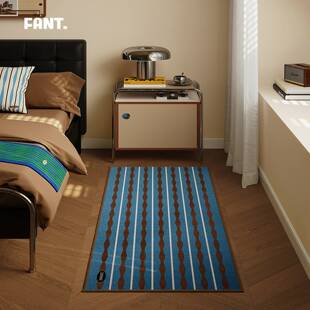 霍尔尼中古风主卧室房间床边地毯长条高级感加厚防水防污免洗可擦