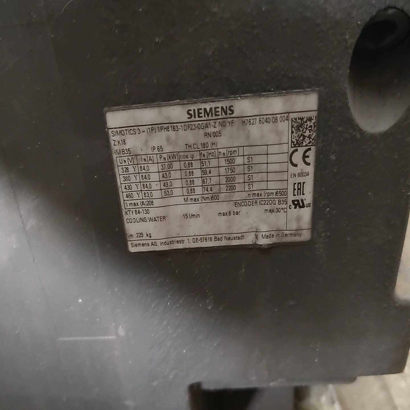 西门子主轴伺服电机，型号1PH8163-1DF23-0GA1-议价