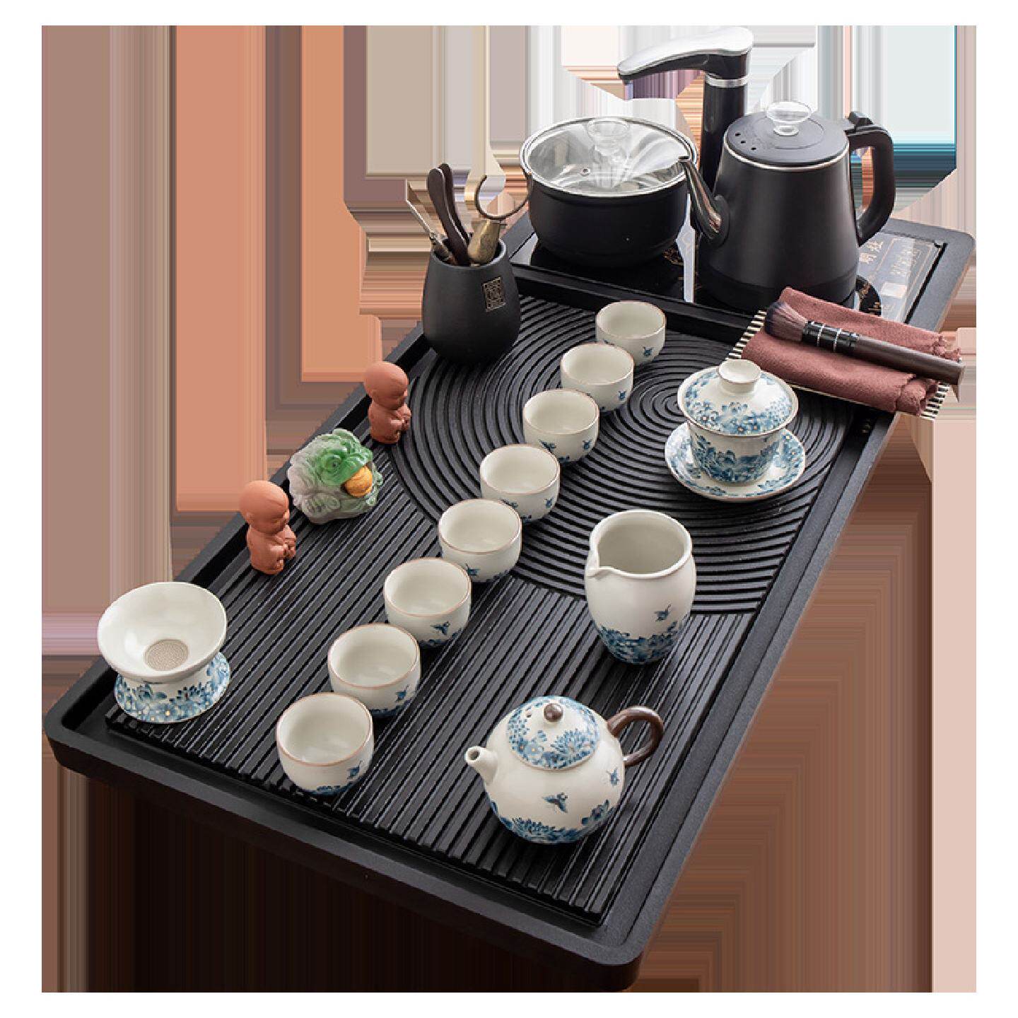 乌金石茶盘整套陶瓷功夫茶具一套装家用大号茶台自动电茶炉烧水壶
