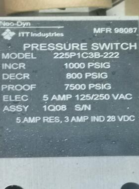 ITT 225P1C3b-222 压力开关~询价
