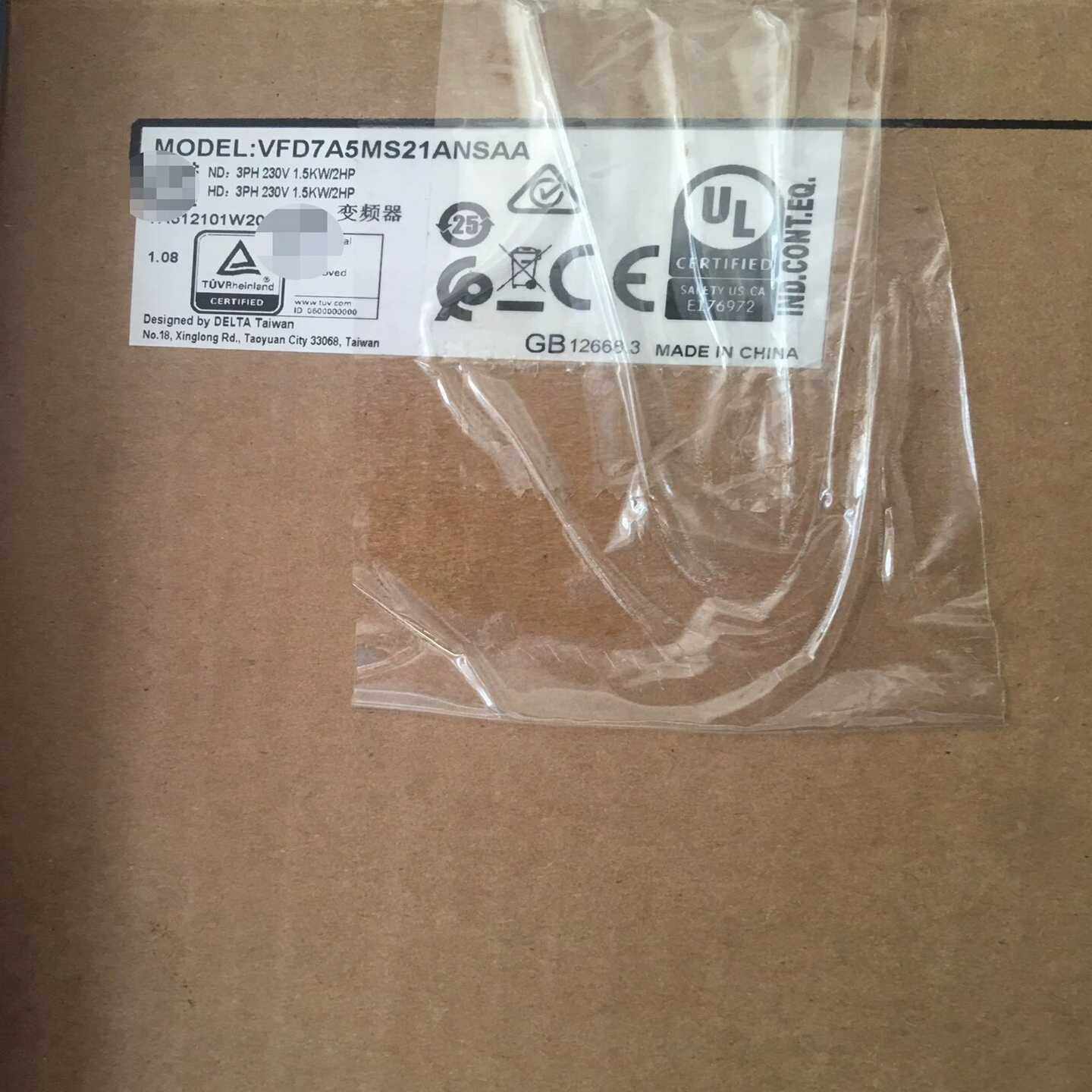 VFD7A5MS21ANSAA,单相AC220V1.5KW