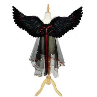 万圣节天使恶魔披纱羽毛翅膀道具舞会演出服披风公主背饰cosplay