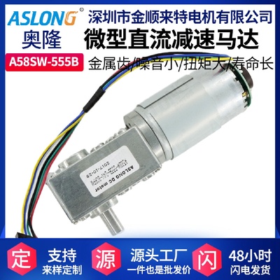 A58SW-555B蜗轮蜗杆直流减速电机霍尔编码器微型减速自锁电机马达