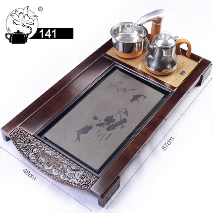 141家用茶具配件排水实木茶盘四合一套装茶台全自动电磁炉茶托盘