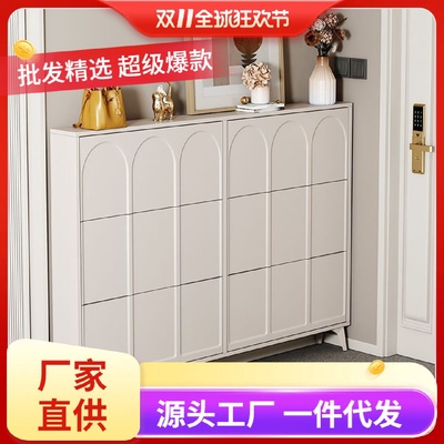 奶油风家用门口超薄鞋柜入户玄关柜一体小户型2022年新款收纳鞋架