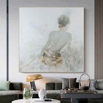 手绘油画《背影》客厅装饰画玄关抽象挂画餐厅简约现代轻奢手工画
