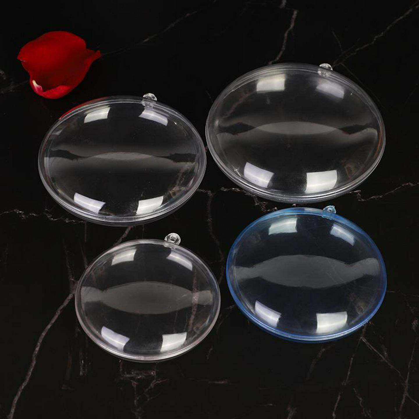 透明球空心扁圆形塑料球圣诞装饰吊球扁圆球亚克力透明扁球糖果盒