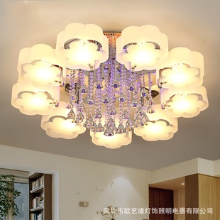 led吸顶灯客厅灯现代简约卧室灯温馨浪漫大气家用节能水晶吸顶灯